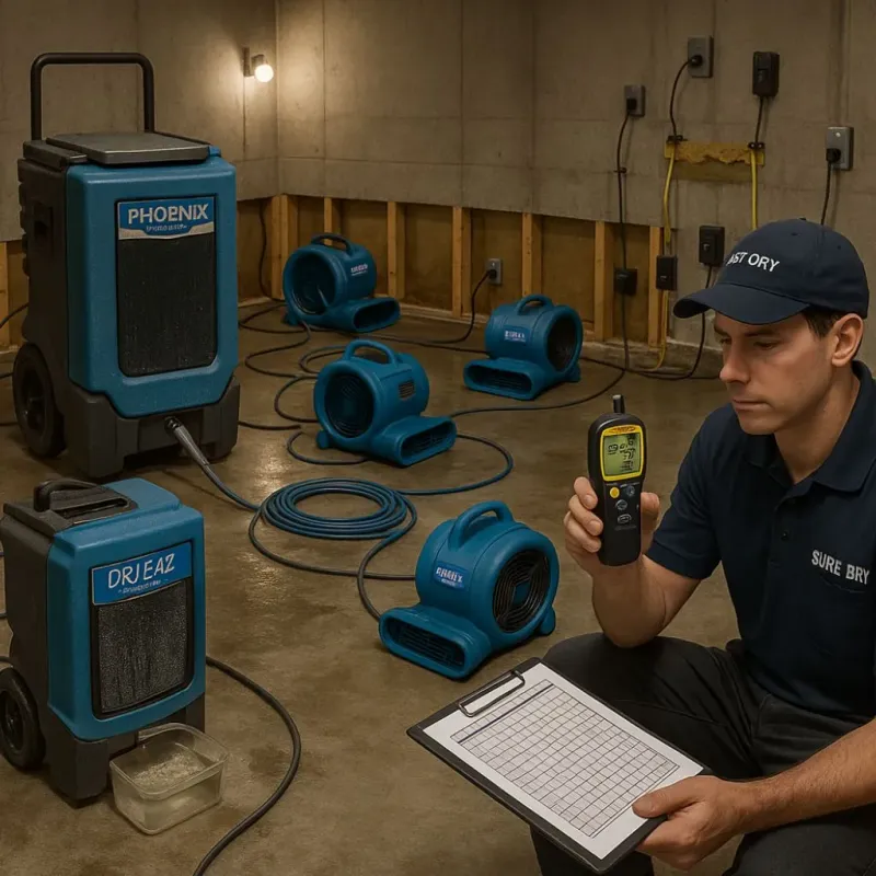 Structural Drying and Dehumidification process in Shoreacres, TX